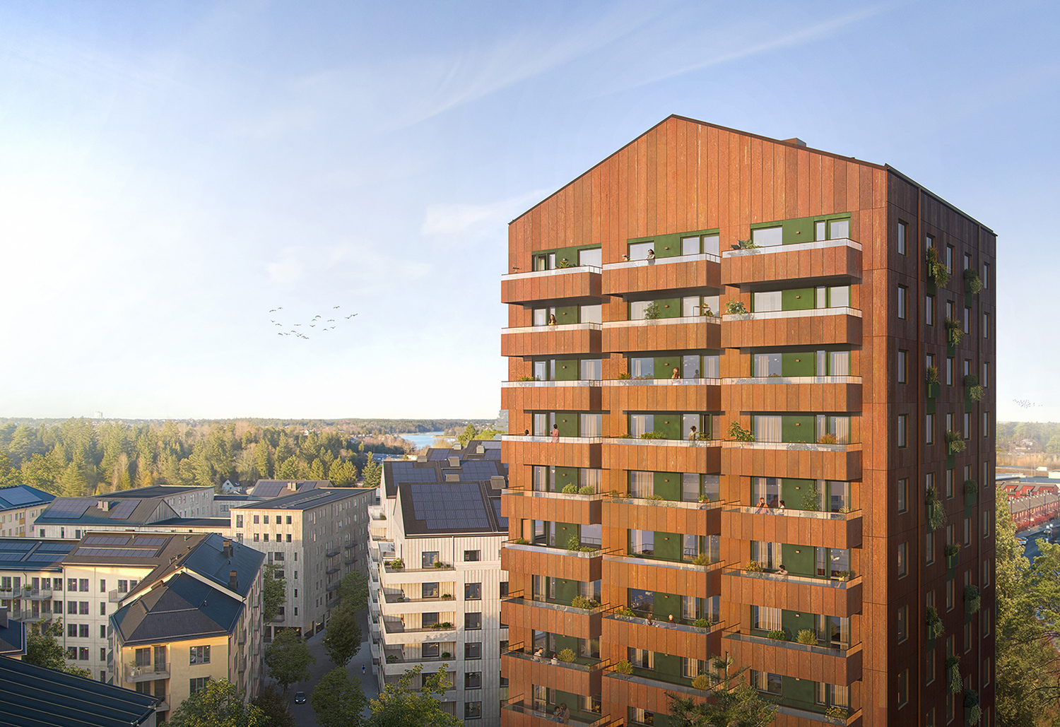 Illustrerad bild som visar Fasaden och höjden på Vyn, i Vega.