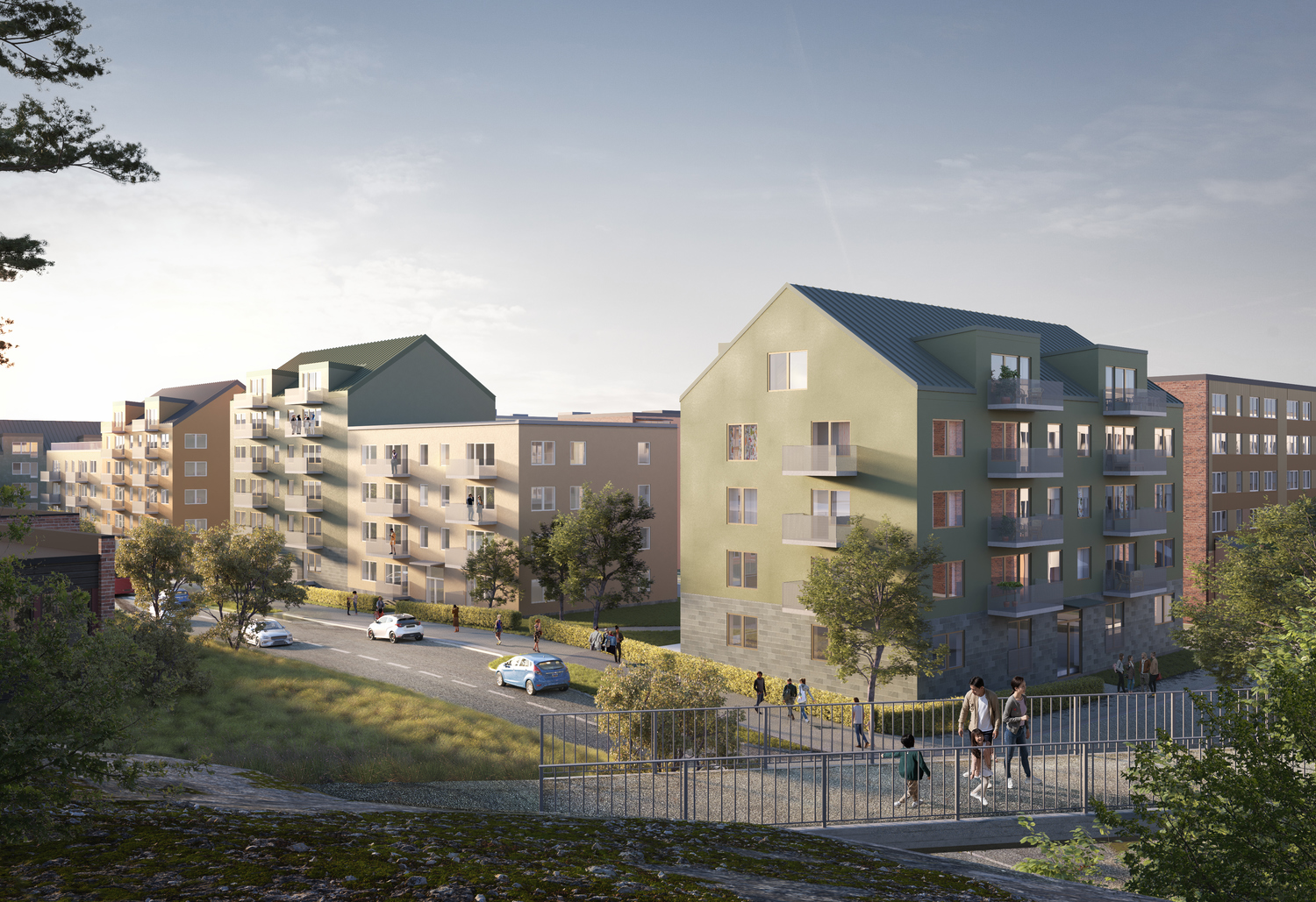 Illustrerad visionsbild av byggnation i Fisksätra.